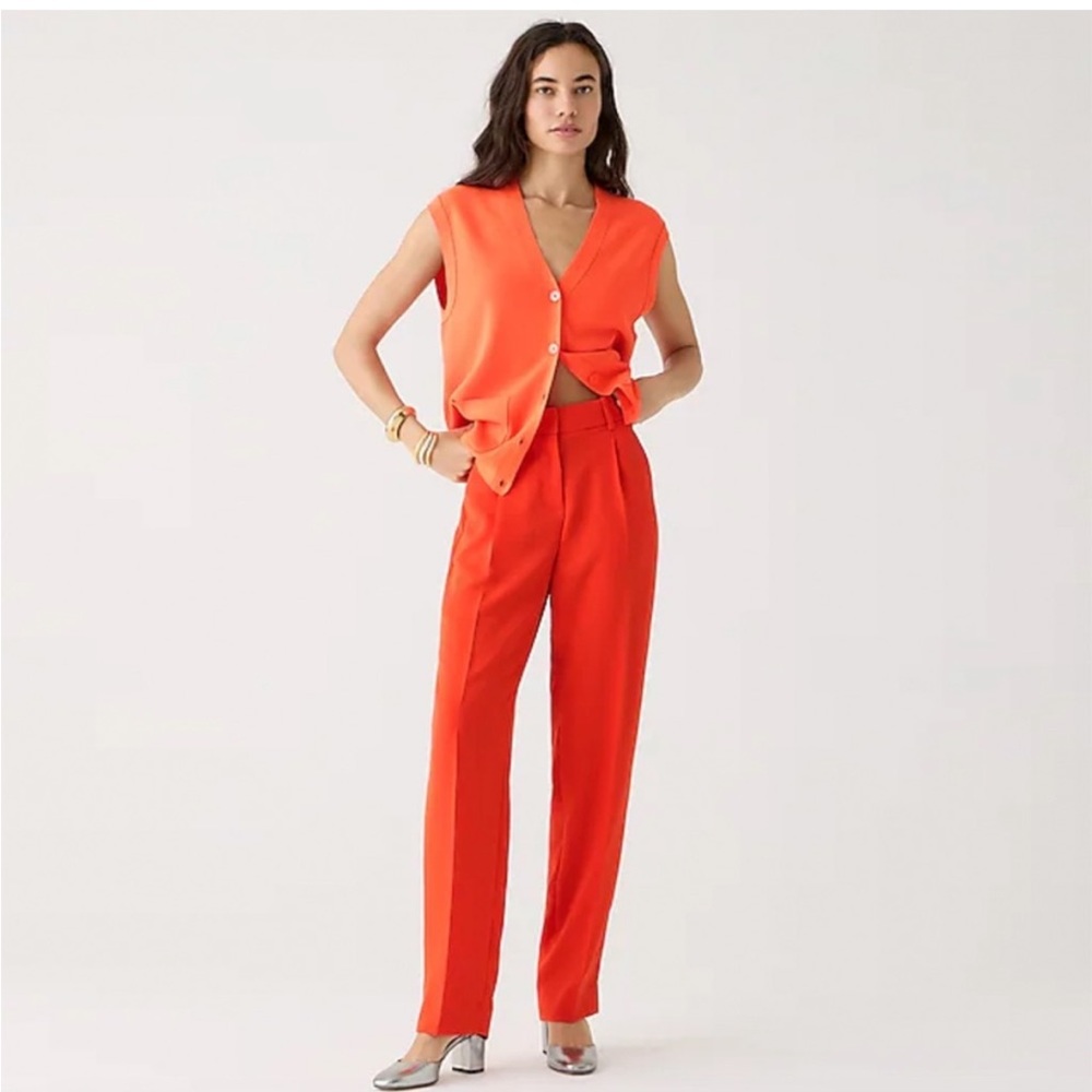 J.Crew City Essential Pant in Drapey crepe in bright orange